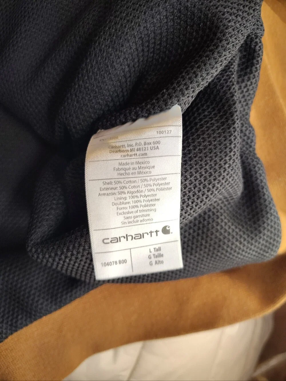 Carhartt Hooded Full Zip Jacket Thermal Lined Size Large Tall Made In Mexico